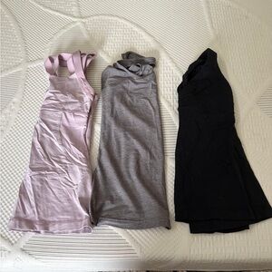 Set of Three Sleeveless Dresses - Pink, Gray, Black